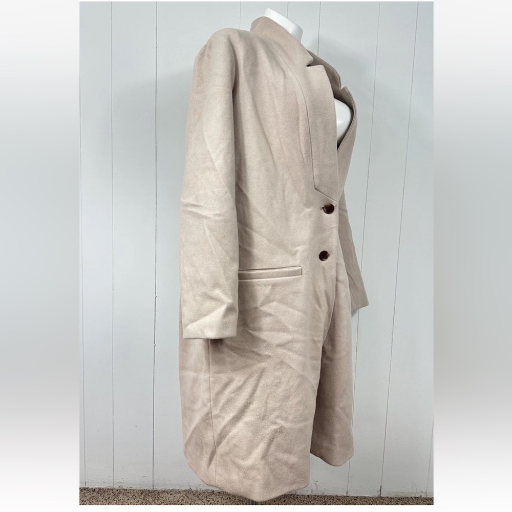NEW Old Navy Women's Beige Long Dress Coat Size 2XL  Tall Button Up Pockets - Picture 4 of 13
